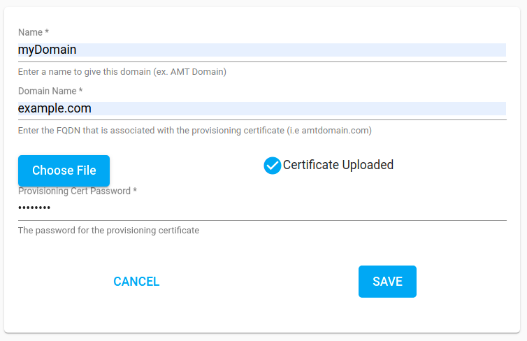 Figure 5: Example Domain profile